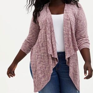 Torrid Oatmeal & Purple Space-Dye Cardigan 1X